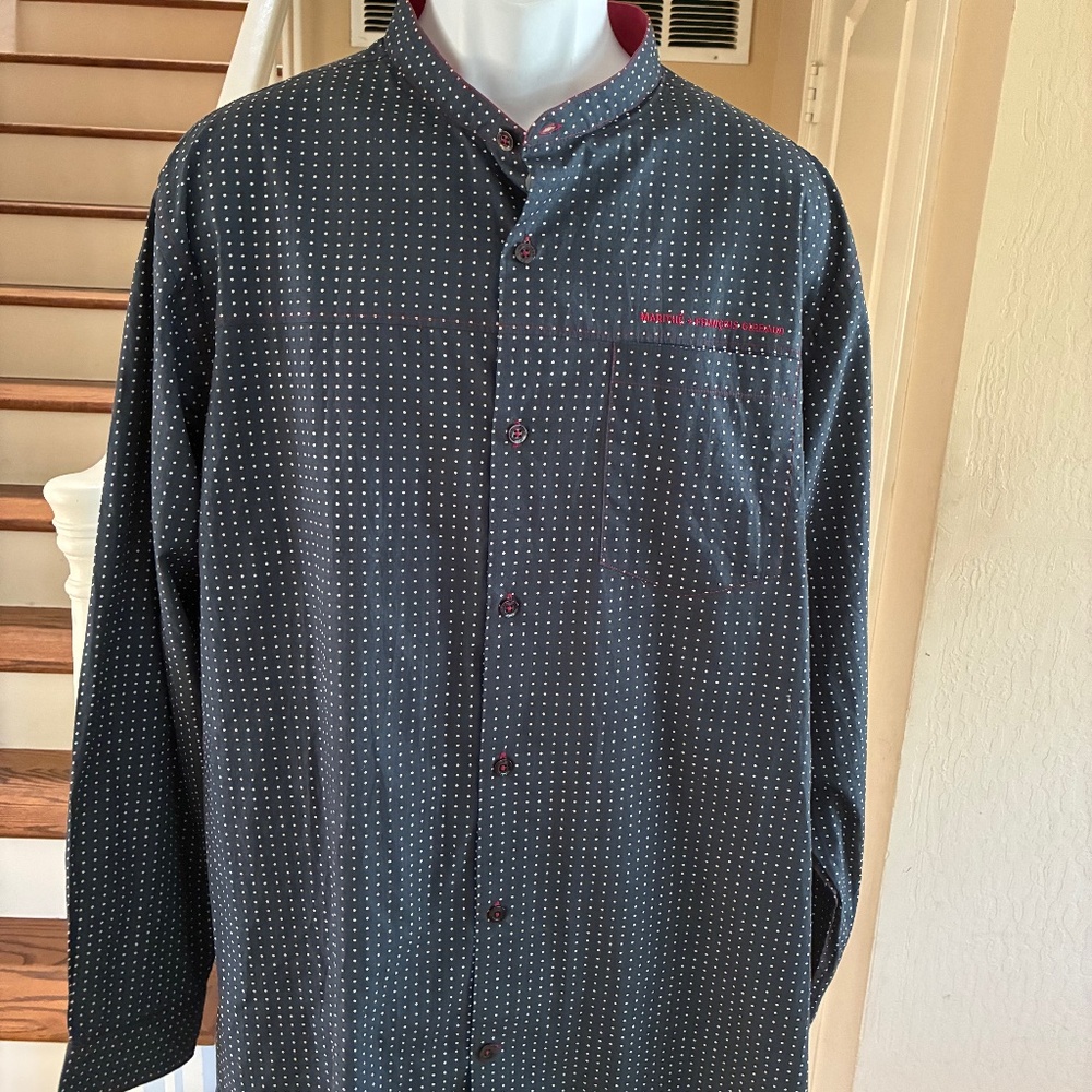 NWOT Le Jean De Marithe Francois Girbaud Banded Collar Shirt Polka Dot XXL